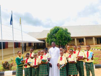 Bursar with students